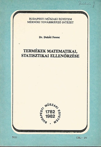 Dr. Dukti Ferenc - Termkek matematikai, statisztikai ellenrzse