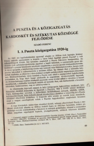 Szab Ferenc - A puszta s a kzigazgats (klnlenyomat)