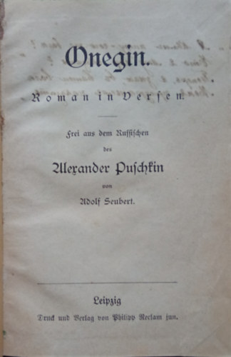 Alexander Puschkin - Onegin - Roman in Versen