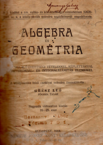 Grsz Le  (szerk.) - Algebra s geometria