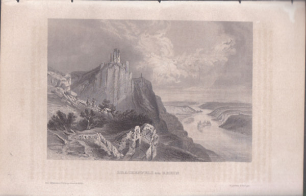 Drachenfels am Rhein (Drachenfels domb a Rajnnl, Siebengebirge-felvidk, Nmetorszg, Eurpa) (16x23,5 cm lapmret eredeti aclmetszet, 1856-bl)