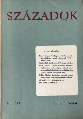 Szzadok 115. vf. 1981. 6. szm