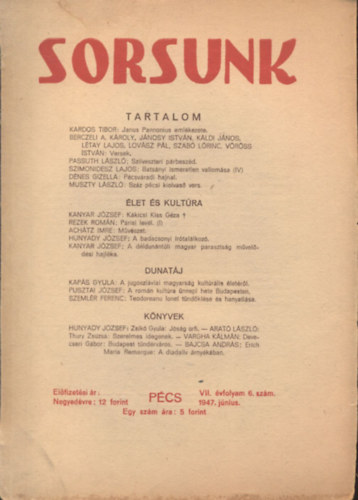 Sorsunk 1947/június (VII. évfolyam, 6. szám)