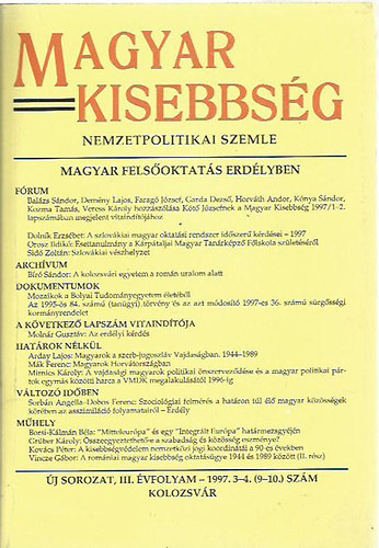 Magyar Kisebbs�g - Nemzetpolitikai Szemle (1997/3-4.)