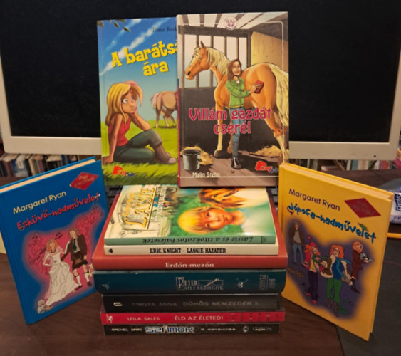 Kate Wolf, Eric Knight, Diane Karlstrom, Malin Stehn, Bársony István, Dave Barry, Leila Sales, Miklya Anna, Rachel Ward Margaret Ryan - 11 db-os ifjúsági KÖNYVMENTŐ AJÁNLAT: Esküvő-hadművelet+Jópofa-hadművelet+Lassie és a titkozatos balesetek+Lassie hazatér+A barátság ára+