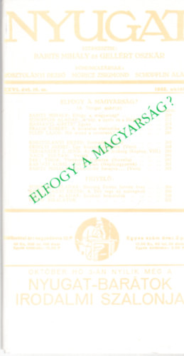 Budapest - Elfogy a magyars�g? (A Nyugat ank�t�ja 1933-1934)