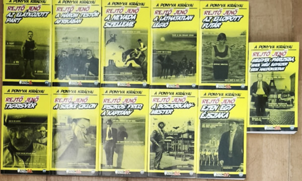 Rejtő Jenő - 11db mű a Rejtő sorozatból - Megyek Párizsba, Ezen egy éjszaka, A boszorkánymester, Piszkos Fred, a kapitány, A szőke ciklon, Tigrisvér, Az ellopott futár, A láhatatlan légió, A Nevada szelleme, A háro testőr Afrikában, Az Elátkozott