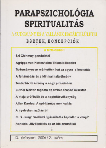 Parapszichol�gia-Spiritualit�s 2006/2. sz�m
