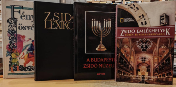 Benoschofsky Ilona s Scheiber Sndor  Ruth Ellen Gruber (szerk.), jvri Pter, Rebecca Schacht, Jacqui Morgan (illus.) - 4 db zsid valls: Zsid emlkhelyek: Kzp- s Kelet-Eurpban; A Budapesti zsid mzeum; Zsid lexikon; Fnyek az svnyen