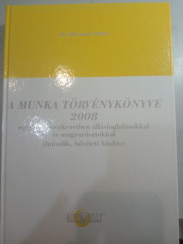 dr. Breznay Tibor - A munka törvénykönyve 2008 - egységes szerkezetben állásfoglalásokkal és magyarázatokkal