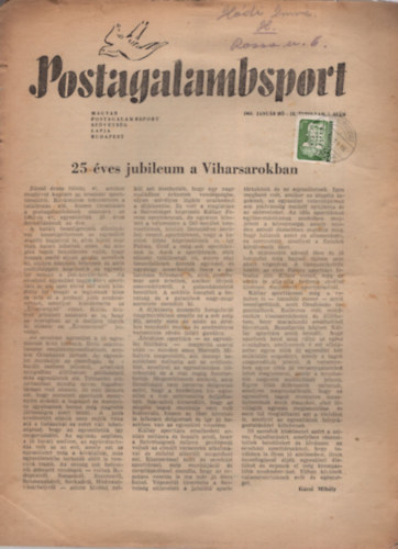 Haász Ferenc - Postagalambsport 1963. IX. évfolyam január, február, március (3 szám)