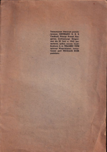 Tihamerii Tth - Litterae Postulatoriae