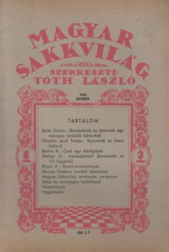 Tth Lszl  (szerk.) - Magyar Sakkvilg 1944 oktber