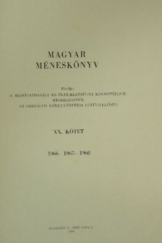 Darrell Waters Limited - Magyar Méneskönyv XX.-Félvér Méneskönyv VI.