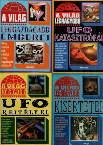 4 db A Vilg sorozatbl egytt: Leggazdagabb emberei, Legnagyobb UFO katasztrfi, Legnagyobb UFO rejtlyei, Legnagyobb ksrtetei.