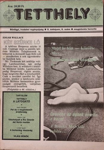 Tetthely: Bűnügyi, irodalmi regényújság II. évfolyam, 6. szám