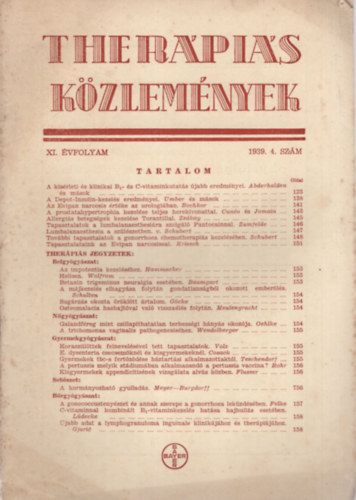 Therápiás Közlemények 1939. 4. szám és 1938. 6. szám ( 2 db együtt )