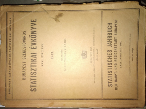 Dr. Illyefalvi I. Lajos  (szerk.) - Budapest szkesfvros statisztikai vknyve 1943.