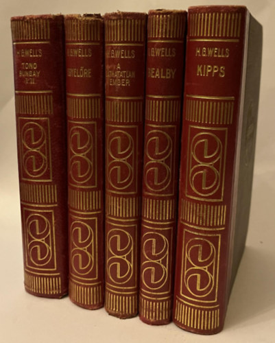 H. G. Wells - 5 db félbőr Modern Klasszikusok: A regény mesterei H. G. Wells kötet: 1. Tono-Bungay I-II. 2. Egyelőre... (Egy lady arcképe) 3. A láthatatlan ember 4. Bealby 5. Kipps