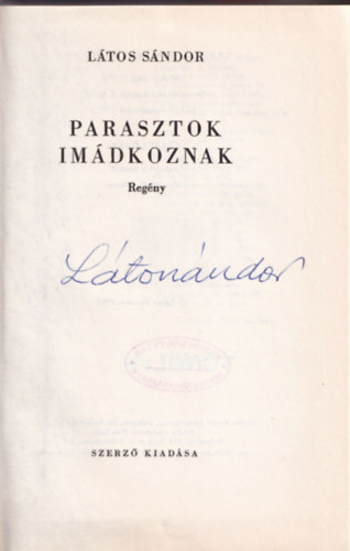L�tos S�ndor - Parasztok im�dkoznak