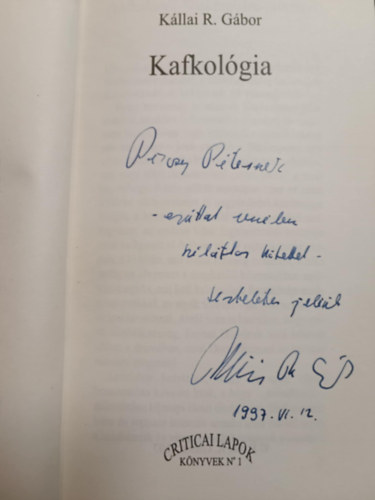 K�llai R. G�bor - Kafkol�gia- dedik�lt