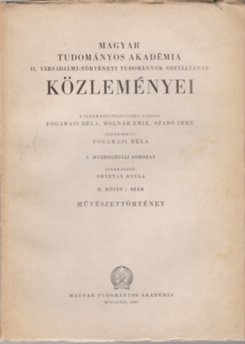 A Magyar Tudomnyos Akadmia kzlemnyei II. ktet 1. szm