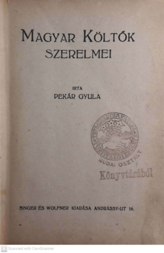 Pekr Gyula - Magyar kltk szerelmei