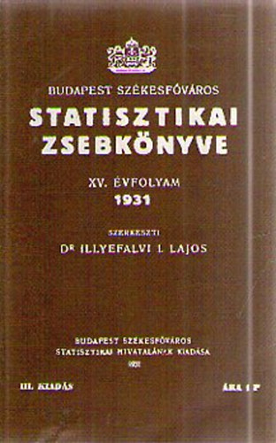 Budapest szkesfvros statisztikai zsebknyve XV. vfolyam 1931