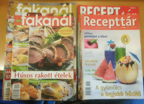 15 db gasztro �js�g (Receptt�r, fakan�l vegyesen)