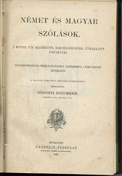 Simonyi Zsigmond  (szerk.) - N�met �s magyar sz�l�sok