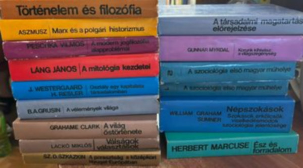 Peschka Vilmos, Lng Lajos, Westergaard, J.-Resler, H., B.A. Grusin, Grahame Clark, Lack Mikls, Sz. D. Szkazkin, Gunnar Myrdal, William Graham Sumner, Herbert Marcuse Aszmusz - 15 db Trsadalomtudomnyi knyvtr knyv