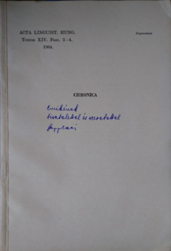 L. Papp - Chronik des Jahres 1963 (Acta Linguistica XIV/3-4.)