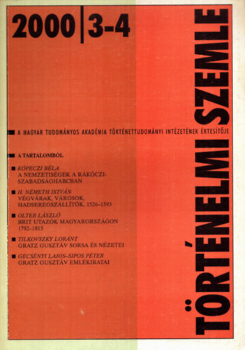 Tth Istvn Gyrgy  (fel. szerk.) - Trtnelmi Szemle 2000/3-4.