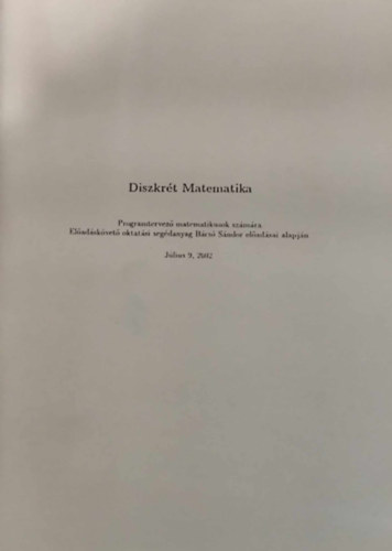 Diszkrt Matematika - Programtervez matematikusok szmra