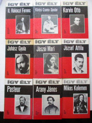 9 db gy lt ktet (Korvin Ott, Arany Jnos, Mikes Kelemen, Pasteur, Jszai Mari, Jzsef attila, Juhsz Gyula, II. Rkczi Ferenc, Krsi Csoma Sndor)