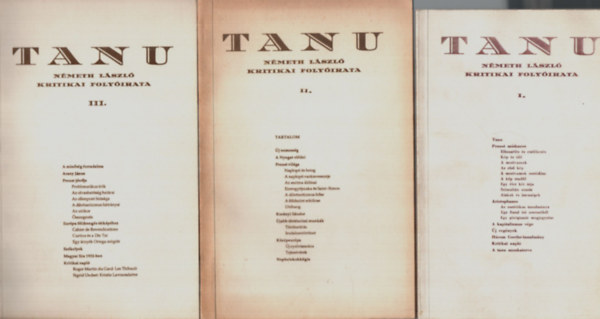 Nmeth Lszl - Tanu - Nmeth Lszl Kritikai Folyirata 1-3. - (Reprint)