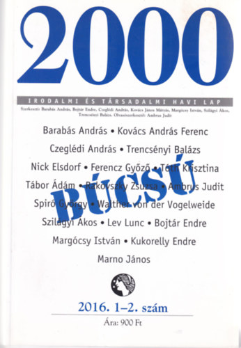 2000 Irodalmi és Társadalmi Havi Lap - 2016. 1-2. szám