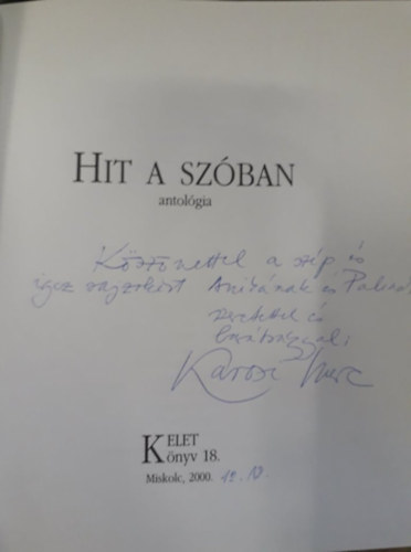 Szerk. Kardos Imre - Hit a szóban antológia Kelet Könyv 18.