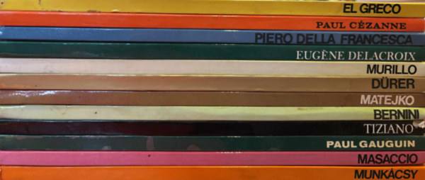 12 db k�tet A m�v�szet vil�ga sorozat (El Greco, Paul C�zanne, Piero Della Francesca, Eug�ne Delacroix, Murillo, D�rer, Matejko, Bernini, Tiziano, Paul Gauguin, Masaccio, Munk�csy)