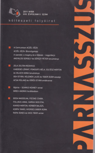 Parnasszus Kltszeti folyirat 2011.nyr XVII.vfolyam II.szm