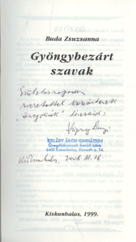 Buda Zsuzsanna - Gy�ngybez�rt szavak- versek