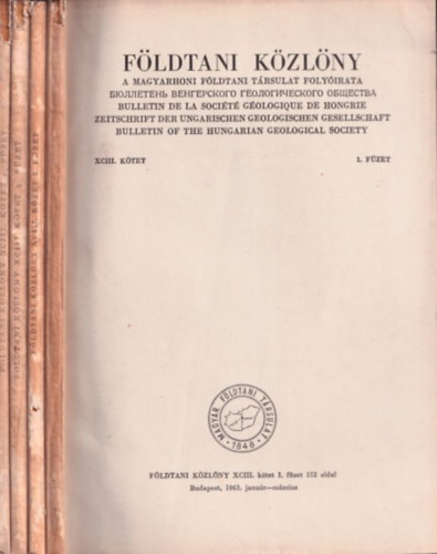 Vadász Elemér - Földtani Közlöny 1963/1-4 (Teljes Évfolyam)