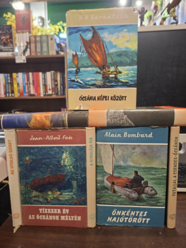 James R. Ullman, Bernard Gorsky, Thor Heyerdahl, H.A. Bernatzik, Jean-Albert Foex, Alain Bombard, Baracs Dénes, E. Huxley - 8 db a Világjárók sorozatból, KÖNYVMENTŐ AJÁNLAT: A Himalája fia, Az utolsó sziget, Tutajjal a Csendes-óceánon, Óceánia népei között, Tízezer év az óceánok mélyén, Önkéntes hajótörött, A fal mögött: Kína, E fényes Eldo