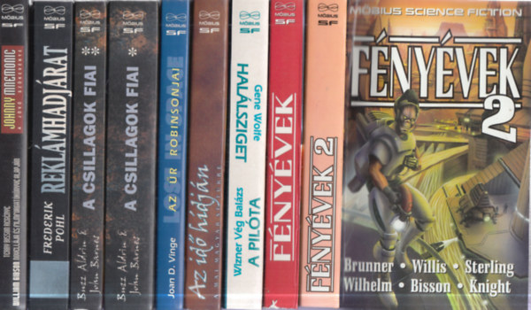 9 db. M�bius science fiction (F�ny�vek 1-2. + A pil�ta - Hal�lsziget + Az id� h�dj�n + Az �r Robinsonjai + A csillagok fiai I-II. + Rekl�mhadj�rat + Johnny Mnemonic)