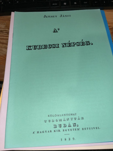 Jerney János - Tudománytár 1839 A' Kubecsi népség