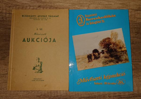 2 B�V aukci�s katal�gus: Bizom�nyi �ruh�z V�llalat 2. sz. m�v�szeti aukci�ja (1958) + Bizom�nyi Keresked�h�z �s Z�loghitel Rt. 86. sz�m� m�v�szeti aukci�ja (1991)