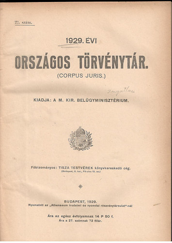 1929. vi orszgos trvnytr (Corpus Juris)