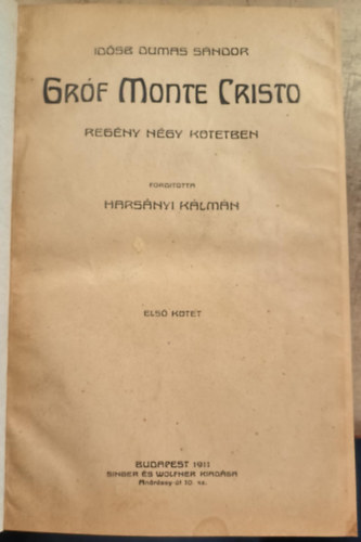 Id�sb Dumas S�ndor - Gr�f Monte-Cristo  I-IV.