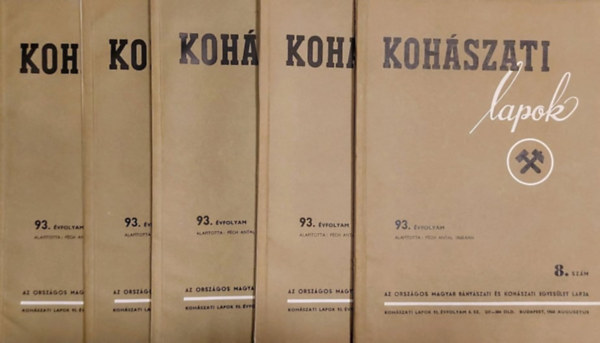 rkos Frigyes, Varga Ferenc - Kohszati lapok 93. vfolyam 8.-12. szm (1960. augusztus-december)