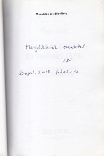 Nagy Edit - Moralit�s �s id�belis�g (etikat�rt�net-sz�vev�nyek)